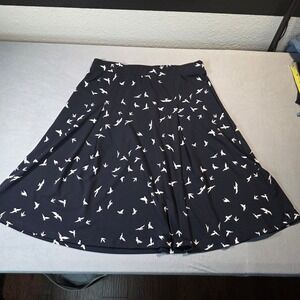 Gilli Womens Navy Blue Bird Print A-Line Skater Skirt Size S Made in USA